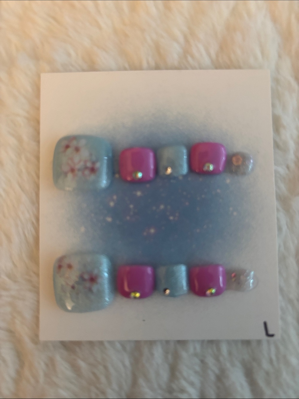 Kids Decorative Toe Nail Stickers - Pink and Light Blue Floral